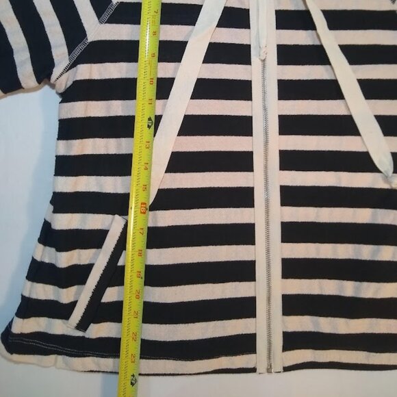 NWOT Claeson M  black & cream stripes hooded zip up sweatshirt - Picture 10 of 12